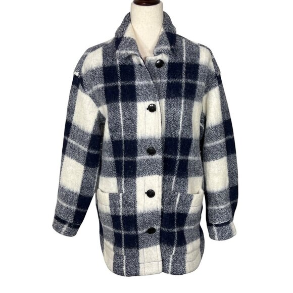 MADEWELL Walton Shirt-Jacket Colleton Marly Plaid Ink Sz S EUC #MA304 - Picture 1 of 6